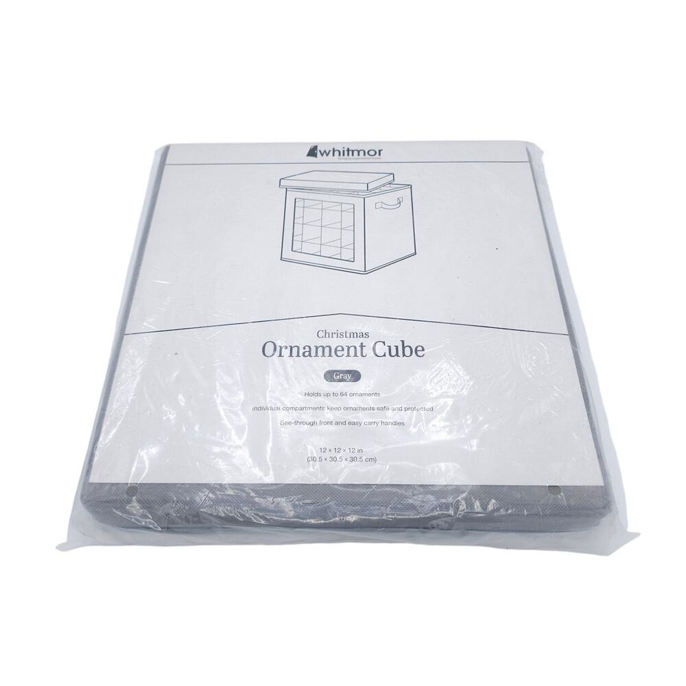 Whitmore Christmas Ornament Holder Cube for 64 Ornaments 12x12x12 Gray Color